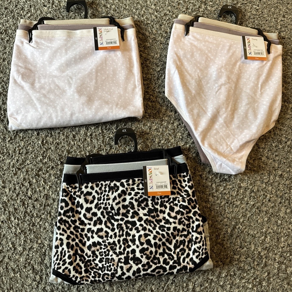 3 Packs Joyspun Underwear. Thong, High Cut Brief & Briefs 9 Pair 4X